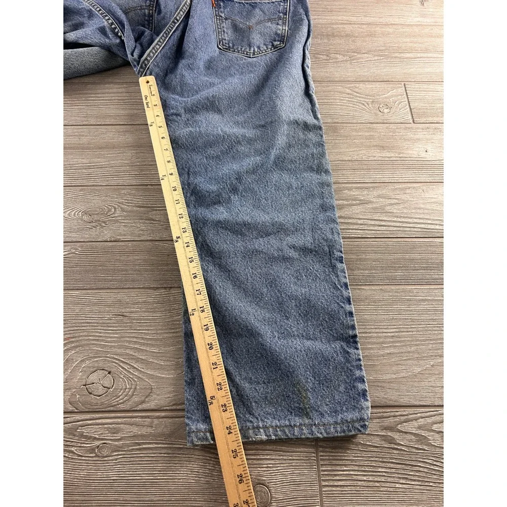 Levis 505 Orange Tab Regular Fit Straight Leg Jeans Mens Blue 38x30 Vintage